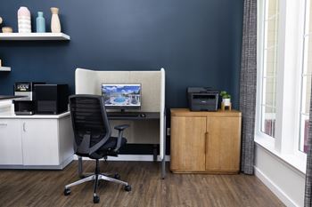 Business center nook with computer and printer